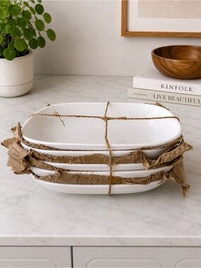 Alessi for Delta Airlines White Rectangular Bowls Set of 5